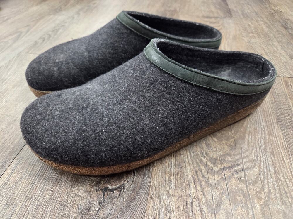 HAFLINGER GZL Clog - Charcoal Dark Gray Slip On Shoes Euro 47 - US Size 13/13.5